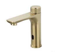 Robinet de détection infrarouge moderne en acier inoxydable 304 avec fonction eau chaude et froide intégrée et bouton rotatif lisse (doré)