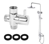 Robinet De Douche 3 Voies G1/2" En Laiton Chromé Avec Rondelle En Caoutchouc, Valve De Dérivation Pour Système De Douche, Pièce De Rechange Pour Pommeau De Douche Fixe Et Évier, Adaptateur Douche