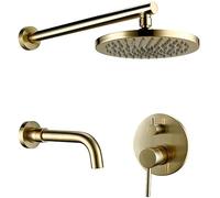 Robinet de douche de luxe en laiton en laiton rond de douche de salle de bain brossage robinet brossé Plume Mur-mater LWX