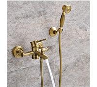 Robinet de Douche de Salle de Bain Antique, mitigeur de Baignoire Chaude et Froide, Robinet de Grue à Montage Mural en Laiton, Ensemble de Bain en Bambou - (Couleur: 2)