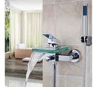 Robinet de Douche de Salle de Bain en Laiton chromé et Verre Cascade, Robinet de Douche, mitigeur Mural dissimulé, robinets de Baignoire, Chrome B (Chrome a)