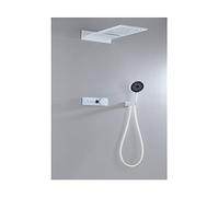 Robinet de douche de salle de bain, ensemble de douche mural à affichage numérique intelligent noir, température constante dissimulée en cuivre or rose(Matte White)