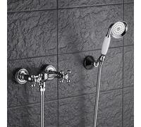 Robinet de Douche de Salle de Bain, Ensemble de Douche Mural à Double poignée, mélangeur d'eau Froide et Chaude chromé, Porcelaine Bleue et Blanche - (Couleur: 9)