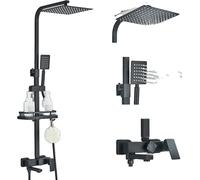 Robinet de douche de salle de bains, finition noire mat, durable en acier inoxydable 304, 3 voies 10 pouces A