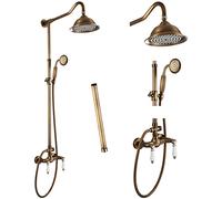 Robinet de douche en laiton antique de 20,3 cm, pomme de douche de 30,5 cm, tube d'extension de 30,5 cm, douchette à main, douchette, mélangeur, système de douche de salle de bain, ensemble de
