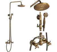 Robinet de douche en laiton antique, pomme de douche pluie 8 pouces, doublemanuelle, B pas d'étagère