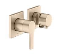 Robinet de douche Keuco Edition 11 51151031222 bronze brossé, 2 sorties, avec coude mural et support de douche