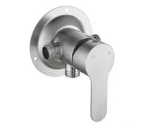 Robinet de douche mural avec interrupteur de vanne de contrôle en acier inoxydable SUS 304 à poignée unique pour eau chaude et froide - Économie d'espace - Argent moderne - 130 x 100 x 90 mm