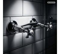 Robinet de douche PaulGurkes en chrome au style rétro anglais avec mélangeur à