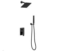 Robinet de douche Pluie Chute Laiton Set Noir Carré 8 Pouces Robinet de Douche Pluie Salle de Bain Robinet Cascade Baignoire Laiton massif Système de douche, B Décoration