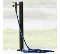 Robinet de fontaine à eau extérieur, 60-95 cm, réglable, poteau rond pour irrigation de terrasse, lavage et jardinage, acier inoxydable noir