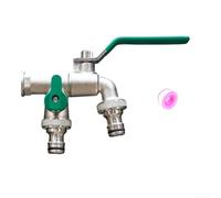 Robinet de jardin 1/2" avec poignée ergonomique étendue et contrôle en silicone antidérapant pour un réglage fluide du débit (double sortie verte)