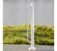 Robinet de jardin autoportant, colonne d'eau en acier inoxydable, 94 cm, fontaine à eau de jardin avec robinet (blanc) élégant, parfait pour l'aménagement paysager