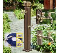 Robinet de jardin extérieur anti-gel - Bouche verticale autoportante avec 2 robinets sculptés Raccord de tuyau de 65 cm Idéal pour une utilisation en hiver et un accès facile à l'eau