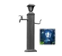 Robinet de jardin extérieur avec lumière solaire de 114,3 cm, colonne d'eau en aluminium antigel, idéal pour l'irrigation et le lavage, robinet de fontaine de jardin durable