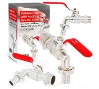 Robinet de Jardin Extérieur d'Eau Laiton 1/2 x 3/4 Raccord de Tuyau 3/4 x 1/2 | Valve de Robinet Vanne Taraudage Mâle d'écoulement à Bille Qualité Supérieure