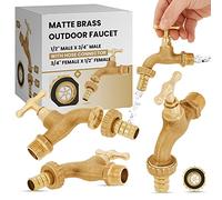 Robinet de Jardin Extérieur d'Eau Laiton Mat 1/2 x 3/4 Raccord de Tuyau 3/4 x 1/2 Connecteur Valve de Robinet Vanne Taraudage d'écoulement Bille Soutirage Soupape de Sortie