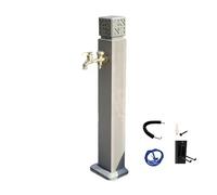 Robinet de jardin extérieur en acier inoxydable antigel - Colonne d'eau verticale à double sortie pour irrigation et lavage - 80 cm - Gris - Résistant aux intempéries