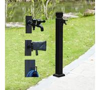 Robinet de jardin extérieur en aluminium - Résistant au gel, de -20 °C à 100 °C, idéal pour l'arrosage et le lavage de l'arrière-cour, noir, 95 cm, et design résistant aux intempéries
