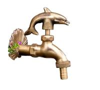 Robinet de Jardin extérieur en Laiton Massif Antique - Poignée en Forme d'animal (Martin-pêcheur Vert), Robinet extérieur décoratif G1/2 (Dauphin en Laiton)