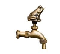 Robinet de Jardin extérieur en Laiton Massif Antique - Poignée en Forme d'animal (Martin-pêcheur Vert), Robinet extérieur décoratif G1/2 (Grenouille en Laiton)