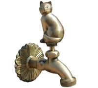 Robinet de Jardin extérieur en Laiton Massif Antique - Poignée en Forme d'animal (Martin-pêcheur Vert), Robinet extérieur décoratif G1/2 (Chat en Laiton)