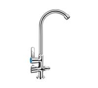 Robinet de jardin extérieur résistant au gel avec double sortie pivotante à 360° et double poignée finition chromée, idéal pour une utilisation en eau froide et une installation facile