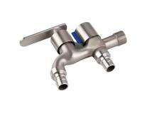 Robinet de Jardin Extérieur Robinet de piscine à double sortie d'eau, une entrée et deux sorties, en acier inoxydable, avec interrupteur, for jardin extérieur(Color 1)