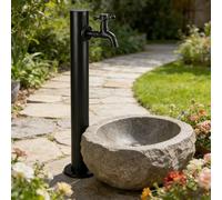 Robinet de jardin pour fontaine murale, colonne de distribution d'eau pour jardin et patio, robinet sur pied de jardin noir, fontaine d'eau noire pour l'irrigation(Style 2,Height: 95cm/37.4in)