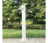 Robinet de jardin sur pied, avec double entrée et double sortie, acier inoxydable blanc, source d'eau résistante au gel, bouche d'incendie complète, décoratif(Height: 60cm/23.6in)