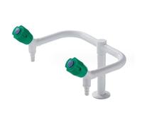 Robinet De Laboratoire à Deux Becs Avec Douchette De Pré-Rinçage Orientable à 360 Degrés, Noyau En Cuivre Recouvert De Résine, Adapté Aux Laboratoires, Aux écoles Et Aux Hôpitaux