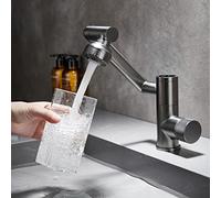 Robinet de lavabo à affichage numérique avec rotation à 360°, 2 modes de sortie d'eau pour mélangeur chaud et froid, robinet à poignée unique avec bras robotique pour une utilisation flexible
