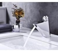 Robinet de lavabo à affichage numérique LED for salle bain, mitigeur alimentation électrique, en laiton chromé, avec la température, intelligent