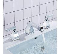 Robinet de lavabo à bec long, 3 pièces, mitigeur à double poignée, chrome/bronze noir/nickel brossé, mitigeur d'eau chaude et froide(Chrome Polish)