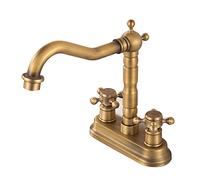 Robinet de lavabo à Deux Trous entièrement en cuivre, Rotatif, Volant Haut, adapté aux salles de Bains