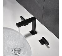 Robinet de lavabo à large diffusion en laiton doré brossé, robinet à double poignée monté sur le pont, mitigeur de lavabo, robinet mitigeur d'eau chaude et froide