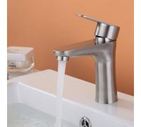 Robinet de lavabo à levier unique en acier inoxydable pour lavabo de salle de bain avec design anti-éclaboussures et outil facile d'installation