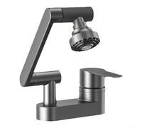 Robinet de lavabo à poignée unique avec entrées d'eau à double trou, pivotant à 360 degrés et deux options de pulvérisation offrant une fonctionnalité d'évier de salle de bain (C)