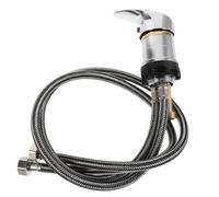 Robinet de Lavabo à Shampoing avec Mélangeur Intégré, Col Haut Argenté | Alliage de Zinc, Gros Écrou 80mm, Tuyau Souple, pour Bac et Poste de Lavage