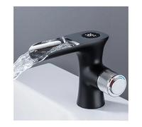 Robinet de lavabo à température constante, robinet à affichage numérique intelligent, robinet de lavabo domestique chaud et froid GLY45(Black with Chrome,B)