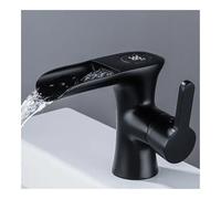 Robinet de lavabo à température constante, robinet à affichage numérique intelligent, robinet de lavabo domestique chaud et froid GLY45(Nero,A)