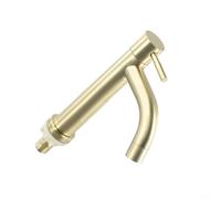 Robinet de lavabo, acier inoxydable 304 doré brossé, simple froid, revêtement PVD à trou unique pour lavabo de salle de bain, interface G1/2 à 4 points (S)