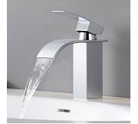 Robinet de lavabo cascade - CECIPA MAX - Cascade Chromé - Inox - Mitigeur monotrou - Bec cascade large