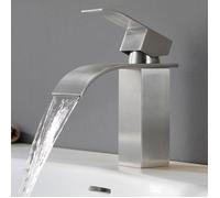 Robinet de lavabo Cascade - CECIPA MAX - Inox brossé - Mitigeur monotrou - Bec cascade large