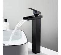 Robinet de lavabo cascade en acier inoxydable pour salle de bain chaud et froid, poignée unique, finition noire, design moderne pour une décoration de bain élégante