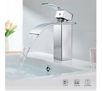Robinet de Lavabo Cascade en Laiton CECIPA - Modèle Monotrou - Économie d'eau - Gris Chromé