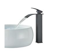 Robinet de lavabo cascade for lavabo, robinet de lavabo sur comptoir, robinet mélangeur chaud et froid monté sur le pont, salle de bains(Brushed Nickle D)