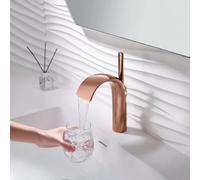 Robinet de Lavabo Cascade Monotrou Robinet Salle Bain Sur Plan G1/2'' Mitigeur Lave Main Chaud et Froid,Or Zirconium