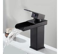 Robinet de lavabo cascade - Robinet d'évier de salle de bain en acier inoxydable chaud et froid à poignée unique, haute durabilité, finition noire élégante, design moderne pour une décoration élégante
