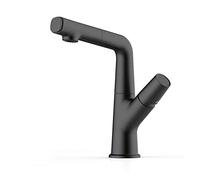 Robinet de lavabo chaud et froid, cascade de salle de bains, robinet d'évier à levier unique, brosse en laiton doré, robinets de lavage de lavabo chaud et froid (vert clair)